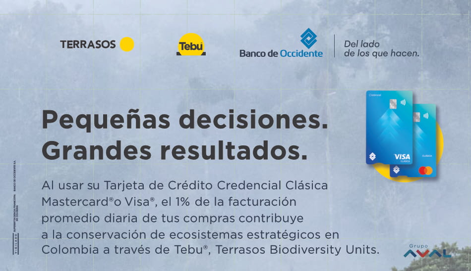 Banco de Occidente y Terrasos impulsan la inversión en biodiversidad a través del uso de tarjetas de crédito